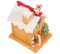 PartyKindom Polymer Clay Gingerbread House Decor with White Roof Xmas Cabin Desktop Ornament for Holiday Party Festive Table and Shopwindow Adornment Safe Christmas Village Gift