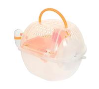 PartyKindom Portable Transparent Hamster Cage with Handle Pet Carrier Case for Outdoor Travel and Picnic Sturdy Breathable Plastic Container for Hamsters and Rodents Orange
