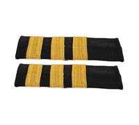 PartyKindom Professional Pilot Epaulets Indian Silk Ribbon Three Gold Stripes Captain Shoulder Boards Durable Embroidered Uniform Enhancements for Airline Cosplay and Performance