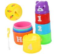 PartyKindom Rainbow Color Adjustable Stackable Rabbit Treat Cups with Cleaning Brush Kit Bunny Enrichment for Indoor Outdoor Use Space Saving Food Holder and for Garden Rabbits