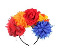 PartyKindom Rainbow Flower Headband Crown with Tropical Flowers Party Accessory for Weddings Birthdays and Festivals Durable Design Mixed Colors