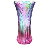 PartyKindom Rainbow Glass Vase: Crystal Flower Vase Unique Colorful Desktop Decorative Flower and Plant Container for Home Decor Wedding Centerpieces