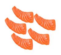 PartyKindom Realistic Fake Salmon Slices Model 5pcs Simulation Salmon Fillets for Kitchen Decor and Food Photography Props for Home and Theatrical Use