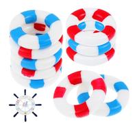 PartyKindom Red Resin Miniature Nautical Swim Ring Buoy Decor Life Preserver Ornament Micro Landscape Beach Coastal Ocean Theme Pool Party Dollhouse Terrarium Fairy Garden Art Craft Model 0.98 Inches