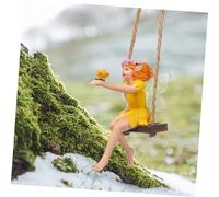 PartyKindom Resin Flower Fairy Swing Garden Ornament Durable Outdoor Resin Craft Hanging Decoration Compact Vivid Design for Pathway and Tree Adornment Garden Lovers