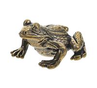 PartyKindom Retro Brass Frog Tea Pet Ornament Multipurpose Desktop Decor for Office and Tearoom Compact Handcrafted Brass Sculpture Creative Table Decoration with Luck Symbolism