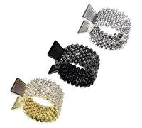 PartyKindom Rhinestone Women Hair Claw Clips 3pcs Jaw Clips for Long Hair High Ponytail Holder Black Silver Gold