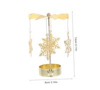 PartyKindom Rotating Carousel Candle Holder Gold Metal Snowflake Pattern Spinning Candlestick for Wedding Party Table Centerpiece Romantic Decorative Wind Spinner for Home and Holiday Events