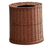PartyKindom Round Rattan Waste Basket with Plastic Insert Retro Lidless Trash Can for Bathroom Bedroom Living Room Office Open Top Design Large Capacity Rattan and Construction