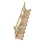 PartyKindom Scale Miniature Wooden Staircase with Left Handrail Unfinished DIY Dollhouse Furniture for Mini House Interior Decoration Slope Suitable for Play and Model Crafting