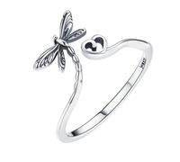 PartyKindom Silver Dragonfly Open Ring for Women Chic Dainty Finger Jewelry for Parties and Cosplay Durable Design for Everyday Wear for Friends