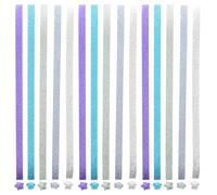 PartyKindom Sparkly Glitter Paper Star Folding Strips Holographic Origami Kit for Craft Projects and Decorative Art