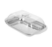 PartyKindom Stainless Steel Butter Dish with Clear Lid Practical Butter Container for Home Kitchen Easy to Clean and Use