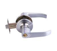 PartyKindom Stainless Steel Three-bar Door Handle Lock with Keys Heavy Duty Interior Bedroom and Bathroom Lever Lock for Wooden Doors Reversible Security Latch for Home and Office