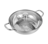 PartyKindom Stainless Steel Two-Flavor Hot Pot with Lid Divided Chinese Style Cooking Pot for Household Use Anti-Scald Handles Thickened Design Easy to Clean and Lightweight