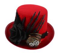 PartyKindom Steampunk Top Hat with Goggles Gothic Skull Hand Feathered Rose Design Costume Hat for Men Women for Halloween Parties Cosplay and Outdoor Events