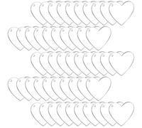PartyKindom Sublimation Blanks Printable Double-side Heart Shaped 50pcs Acrylic Keychains Sturdy White Blanks with Practicability for Crafting for DIY Keychain Projects
