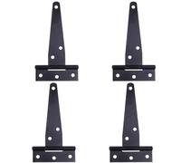 PartyKindom T Shape Hinges 4PCS Black Iron Heavy Duty Gate Hinge with 6 Positioned Screw Holes for Wooden Doors and Garden Gates