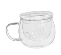 PartyKindom Thickened High Borosilicate Glass Tea Mug with Infuser and Lid Clear Tea Cup with Filter and Non Slip Base Scald Handle for Home and Office