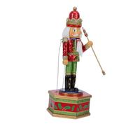 PartyKindom Traditional King Nutcracker Musical Box with Scepter Wooden Xmas Scene Decor Desktop Ornament for Gift