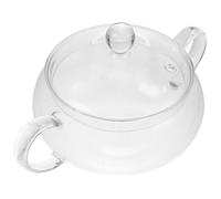 PartyKindom Transparent Glass Soup Pan for Electric Hobs Heat Resistant Milk Pot with Double Handles Practical Multi Use Cooking Bowl for Porridge Tea and Noodles Suitable for Oven and