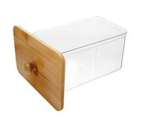 PartyKindom Transparent Laundry Dryer Sheet Holder with Bamboo Lid and Wooden Handle Medium Storage Container for Laundry Powder Organizer and Dryer Ball Dispenser