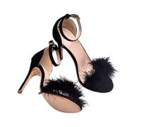 PartyKindom Ultra High Heels Open Toe Wedge Pumps for Women High Sandals with Composite Elastic Insole Comfortable Office and Party Footwear Black