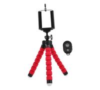 PartyKindom Universal Selfie Stick Tripod with Wireless Remote and Extendable Stand for Smartphones, Red Sponge Octopus Phone Holder for Selfie and Live Video Recording