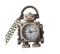 PartyKindom Vintage Alloy Pocket Watch Necklaces Featuring a Retro Robot Shape, Lightweight and Portable Metal Design for Graduation Festival and Everyday Stylish Wear