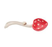 PartyKindom Vintage Ceramic Asian Soup Spoon with Red Mushroom Design Food Safe Underglaze Ceramic Ramen Ladles for Miso Dessert Sauce and Gravy Serving and Charming Tableware for Everyday Use