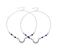 PartyKindom Vintage Crystal Hair Chain 2pcs Frontlet Hollow Moon Pattern Natural Stone and Black Teardrop Crystals, Wedding Bridal Headwear Accessories for Women
