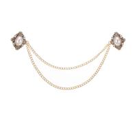 PartyKindom Vintage Men's Suit Brooch with Hanging Chain Stylish Lapel Pin with Imitation Pearl for Cardigans Coats Formal Attire Elegant Accessory for