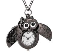 PartyKindom Vintage Retro Owl Pocket Watch Black Creative Crescent Moon Decorative Pocket Watch Gift for Friends and Family