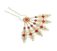 PartyKindom Vintage U Shape Hanfu Hair Stick with Rhinestone Leaf Metal Chinese Hairpin for Bridal Wedding Elegant Golden Leaf Design for Cheongsam Buns and Travel Accessories