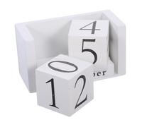 PartyKindom Vintage Wooden Perpetual Block Calendar for Desk Compact Desktop Wood Calendar with Reusable Month and Day Display for Home Office and Gifts