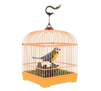 PartyKindom Voice-Controlled Bird Cage Toy Realistic Chirping Motion Miniature Plastic Bird in Cage for Kids and Adults Portable Home Decor Entertainment