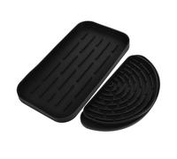 PartyKindom Water Dispenser Drip Tray and Silicone Draining Mat Set Refrigerator Water Drip Catcher with Trim-to-fit Design Black for Kitchen Worktop 2pcs Set