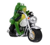 PartyKindom Weatherproof Resin Frog Couple Figurine Garden Decor for Lawn Patio Desktop Unique Motorcycle Animal Craft Ornament for Indoor Outdoor Decoration