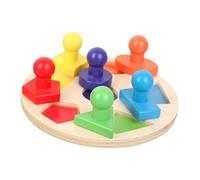 PartyKindom Wooden Educational Geometry Cognition for Colorful Shape Matching Rounded Plate Early Education Supply Safe Water Paint Montessori Stacking