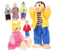 PartyKindom Wooden Family Tiny Dolls for Movable Figures for Imaginative Play Safe and Educational for Motor Skills and Communication Development for Doll Houses and Decor