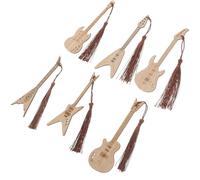 PartyKindom Wooden Instrument Bookmarks 6Pcs Set Unique Guitar and Bass Designs Creative Bamboo Craft Bookmarks Sturdy Eco-Friendly Reading Accessories for Book Lovers and Students