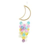 PartyKindom Wooden Moon Seashells Wind Chime Colorful Natural Hanging Decor for Childrens Bedroom Garden Patio Balcony Ornament with Lovely Shells Elegant Sound and Simple Design