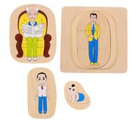 PartyKindom Wooden Multi Layered Life Cycle Puzzle Montessori Educational for Engaging Developmental Learning Tool Fun Cartoon Human Figures for Early Childhood Growth