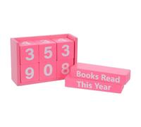 PartyKindom Wooden Perpetual Calendar Book Counter Tracker with Digit Display for Office and Home Pink Motivating Yearly Book Reader Counter Cute Desk Decor for Students and Lovers