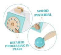 PartyKindom Wooden Retro Style Rotary Dial Telephone for Educational Role Play Home Appliance Safe Skin Friendly Material Enhances Finger Dexterity and Social Skills Pretend Phone for Early