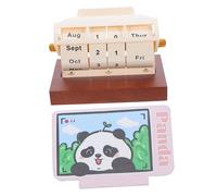 PartyKindom Wooden Rotary Perpetual Calendar Small Desk Planner with Smooth Date Rotation Compact Sturdy Build Artistic Metal Detail for Home Office School Decor