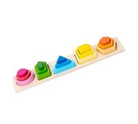 PartyKindom Wooden Shape Matching for Early Learning Development Colorful Geometric Stacking Puzzle Board Fine Motor Skills and Logical Thinking Educational