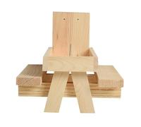 PartyKindom Wooden Squirrel Feeder Picnic Table Natural Durable Food Dispenser for Backyard Garden with Nut Storage Box and Corn Holder for Outdoor Squirrels
