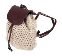 PartyKindom Woven Backpack Polyester Pu Material for Women with Hollow Knit Design and Dual-use Function Large Capacity, Elegant Boho Style Suitable for Commuting and Beach Use