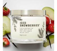 PartyLite Iced Snowberries Scented, Notes of Apple, Cassis, Cranberry, Peach, Strawberry, Berry, Vanilla & Musk,13.2oz 3-Wick Jar Candle, 45 Hour Burn Time, Luxurious Fragrance, Perfect for Gifting